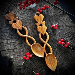 Unique Handcrafted Gold Plated Wooden Spoon <b>Mirror</b> Polish Long Handle for Indian Traditional Dishes Home Kitchen Decor Gift - Product Image 1