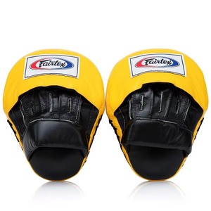 เป้าซ้อมมวย Fairtex สีเหลืองดำ รุ่นใหม่ พร้อมโลโก้สั่งทำพิเศษ  วัสดุหนัง สำหรับ MMA มวยไทย คิกบ็อกซิ่ง นักมวย - Product Image 5