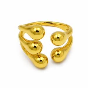 Anillo Personalizado Bañado en Rodio, Diseño Abierto, Metal Líquido, Forma de Lágrima, Estilo Cóctel, Joyería de Lujo Moderna para Mujer - Product Image 3