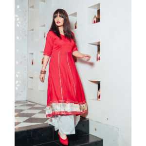 Conjunto de Traje de Gasa Rojo Coral - Talla XS - Product Image 1