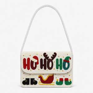 Bolso de Mano Bordado con Cuentas Joy, Diseño Navideño Floral Rojo y Blanco, Hecho a Mano, Color y Forma Personalizados, ARTE INDIO EXOTICO - Product Image 4