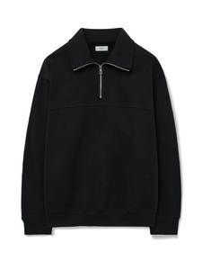 Men's Black 1/4 <b>Zip</b> <b>Hooded</b> for Long Sleeve Knitted Solid Winter Slim Fit Casual Streetwear Sweatshirt - Product Image 1