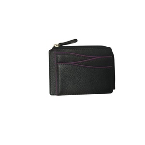 WRIZA Porte-cartes de crédit en cuir véritable pour hommes et femmes |   Portefeuille fin à fermeture éclair avec protection RFID et emplacements pour cartes |   Design classique compact - Product Image 1