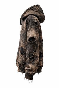 Sweat à capuche personnalisé vintage délavé, déchiré et imprimé, style streetwear Harajuku - Product Image 4