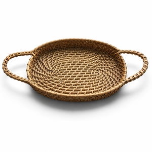 Handmade Bamboo Oval Basket Tray with Handle Woven Serving Basket for Bread Fruits <b>Snacks</b> Home Decor - Product Image 1