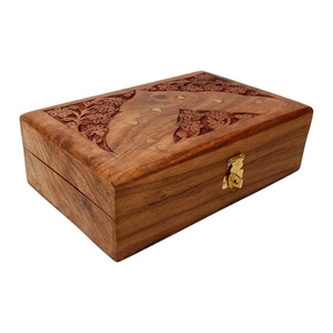 Cajas de almacenamiento de madera de estilo Vintage hechas a mano, diseño grabado de calidad, forro de terciopelo, cierre de hebilla para decoración del hogar, joyería marrón - Product Image 2