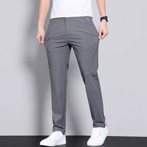 Pantalones Casuales Elásticos Ultrafinos para Hombre, Ligeros, Transpirables, de Secado Rápido, de Seda de Hielo, Ajustados, Rectos, para Negocios - Product Image 1