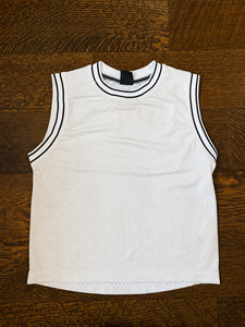 Wholesale Custom High Quality White Knitted Printed Casual <b>Mesh</b> Basketball Jersey Men Sleeveless Sports Tank <b>Top</b> Breathable - Product Image 1