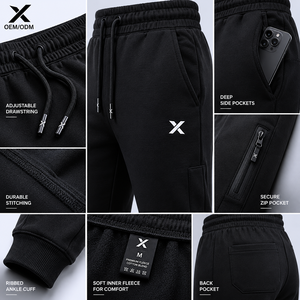 Pantalon de jogging décontracté X Sports City pour homme, personnalisé, multicolore, taille élastique avec cordon de serrage, poches latérales, idéal pour l'automne, logo X à droite - Product Image 5