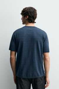 Camiseta de Manga Corta para Hombre, Cuello Redondo, 100% Algodón, Tejido con Rayas Azul Marino y Estampado, OEM ODM, Personalizable, Secado Rápido, Tela de 220g, Venta al Por Mayor - Product Image 5