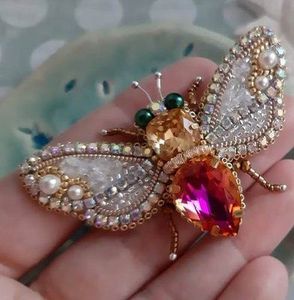 Unique Designer Embroidery Beaded Brooch Featuring Intricate Handcrafted Needlework and Beads Handmade Embroidery Beaded Brooch - Product Image 1