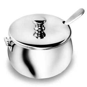 Pots à sucre en acier inoxydable de qualité supérieure, récipients à épices de cuisine, sucrier avec couvercle et cuillère - Product Image 3