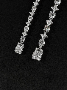 Bracelet en argent Moissanite, luxueux et étincelant, style tennis, élégant bijou de mode pour femme, cadeau original. - Product Image 5