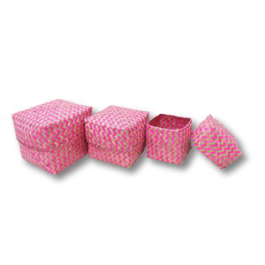 Cajas de regalo de hoja de palma tejidas ecológicas, diseño geométrico de alta calidad para exhibición de acento decorativo - Product Image 3