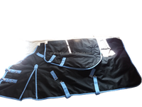 Couverture d'été Premium pour Chevaux, Imperméable et Respirante, en Polyester Rip-Stop 600D avec Doublure Satinée, pour Dressage, avec Protection du Cou, Combo