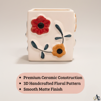 Pot de fleurs carré en céramique verni brillant peint à la main AG Elements, trou de drainage, léger, 400g, 12cm, pour jardin intérieur/extérieur