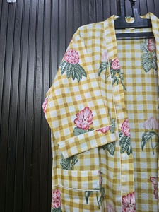 Bata Kimono de Algodón para Mujer, Cuello en V, Larga, Estampado Floral, Ligera, para Baño, Verano, Ropa de Estar por Casa, Camisón Informal - Product Image 5