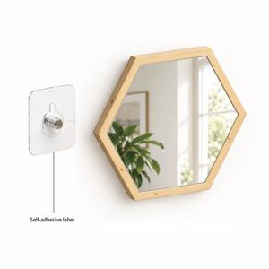 Modern Pine Wood Hexagon Wall Mirror DIY Eco-Friendly Frame Mini Accent <b>Decor</b> for Bedroom Living Room <b>Bathroom</b> Home Wall <b>Decor</b> - Product Image 5