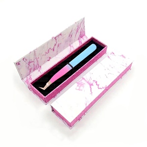 Fabricant de gros Matériau en acier inoxydable Pince à épiler pour extension de cils Emballage en boîte avec carte avec logo personnalisé - Product Image 5