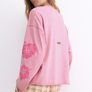 Camiseta de Manga Larga Personalizada para Mujer, Algodón Premium Transpirable, Camiseta Básica Informal para Mujer, Fabricante OEM, Venta al Por Mayor - Product Image 2