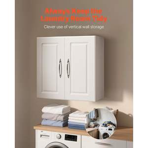 Armario de Pared Blanco de 2 Niveles para Lavandería, 11.8 x 23.6 x 23.6, Estante Ajustable, Armario de Almacenamiento con 2 Puertas para Cocina y Baño - Product Image 3
