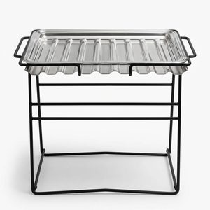 Handmade SS304 55 cm <b>Tray</b> Table Bright Satin Steel Free Kandhar Fluted <b>Butler</b> <b>Tray</b> Lifts Folding Stand for Home Decorative <b>Trays</b> - Product Image 1