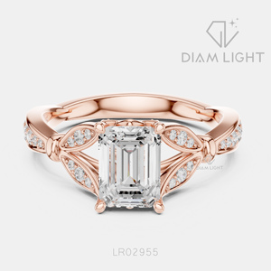 Bague de fiançailles en or blanc 14 carats avec diamant de laboratoire taille émeraude 1,30 carat, certifié IGI, couleur F+, clarté VS+, bague de promesse de mariage - Product Image 3
