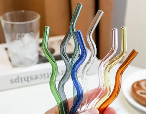 Pajitas de Vidrio Transparente de Colores Modernas y Trenzadas al por Mayor para Jugos, Leche, Té, Café, Vino y Otras Bebidas - Accesorios para Bar - Product Image 3