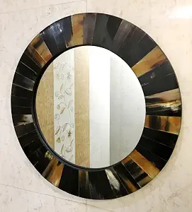 Horn Inlay Eco-Friendly Wood Frame <b>Mirror</b> 4mm/5mm/6mm Thickness for Home Decor Entryways Living Rooms & Bathroom Use - Product Image 4