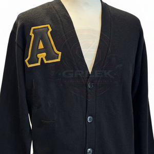 custom Alpha Fraternity APA <b>Cardigan</b> Sweater Acrylic knitted women's sweater Greek Embroidered black varsity <b>cardigan</b> V-neck - Product Image 5