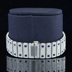 Montre unisexe de luxe en acier inoxydable ETA sertie de diamants Moissanite VVS, aiguilles en rubis, cadran en verre analogique, mouvement mécanique - Product Image 3