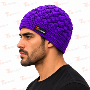Gorro de Punto Morado para Hombre Tiiierwear, Color Sólido, Cálido para Invierno, Gorro Casual, 100% Acrílico, Tejido a Mano para Adultos - Product Image 3