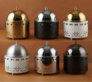 Luxury Matte Finished Casserole Stainless Steel <b>Pot</b> with Round <b>Lid</b> Laser Cutwork Hotpot for Arabic Majlis Dining Tabletop Buffet - Product Image 5
