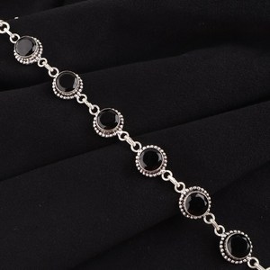 Black Onyx 925 Sterling Silver Handmade Luxury Gemstone <b>Bracelet</b> Women Vintage Rhodium/Gold Plated Elegant Anniversary Gift - Product Image 2