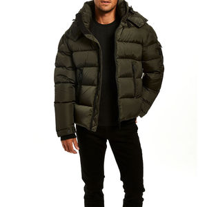 Blouson matelassé décontracté en polyester extensible de qualité supérieure pour homme, collection automne 2025-26, style streetwear, bicolore, avec broderie frontale et capuche - Product Image 3