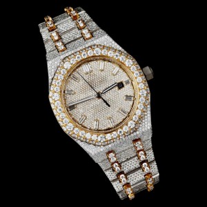Baguette y Moissanite redondo Diamond Watch 925 Sterling Silver Fancy Watch Exclusivo nuevo reloj de diseño para hombres - Product Image 3