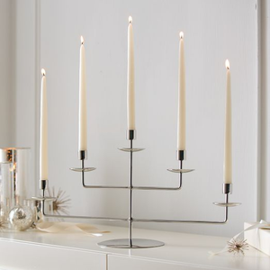 Gold polished brass five <b>light</b> candelabra featuring clear crystal band accents, available at wholesale prices. - Product Image 3