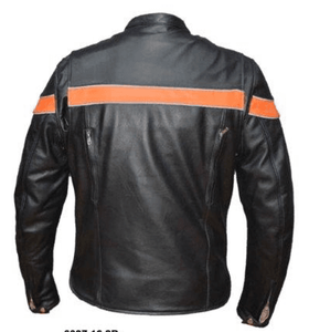 Chaqueta de piel de cabra con doble franja naranja para hombre - Product Image 4