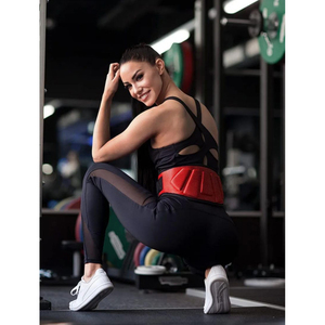 Red Breathable Neoprene Double Pull Adjustable Powerlifting <b>Belt</b> for Fitness Gym Strength Training Lumbar Support Professional - Product Image 5