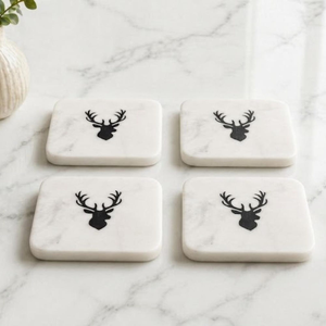 Designer Wood <b>Marble</b> Coaster Handmade Luxury Beverage Cup Holder for Home Restaurant Stylish Decorative Premium Collection - Product Image 2