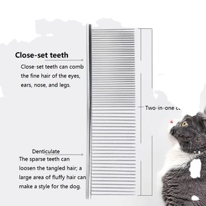 Hair comb 19_16cm Professional Stainless Steel Comb Top High Quality for Long Thick Hair <b>Pet</b> Grooming <b>Brush</b> for Dogs and Cats - Product Image 1
