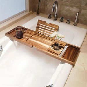 Wooden Bathtub <b>Caddy</b> <b>Bath</b> <b>Tray</b> Modern Rectangle Style Waterproof Eco-Friendly Durable Easy Clean Bathroom Spa Accessory Spa Gift - Product Image 1
