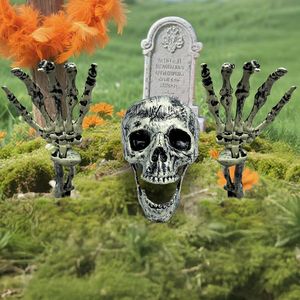 Decorazioni di Halloween Scheletro Realistico che Spunta Fuori dal Terreno, Set da 3 Pezzi con Teschio Regolabile e Decorazioni Spaventose per Giardino/Esterni - Product Image 2