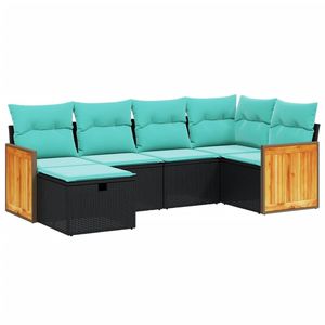 Grand ensemble de canapés de jardin modulaires en rotin PE noir, collection de meubles d'extérieur élégante - Product Image 2