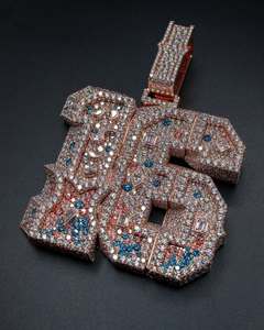 เครื่องประดับเงินแท้ 925 ดีไซน์ฮิปฮอป สลักชื่อหรืออักษรย่อตามสั่ง ประดับเพชรโมอิสซาไนต์ พร้อมใบรับรอง - Product Image 1