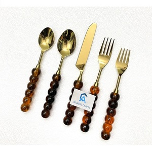 Nouvel Arrivage – Ensemble de Couverts en Acier Inoxydable 18/10, 5 Pièces (Cuillères, Fourchettes et Couteaux) – Vaisselle Dorée pour Mariages et Événements - Product Image 2