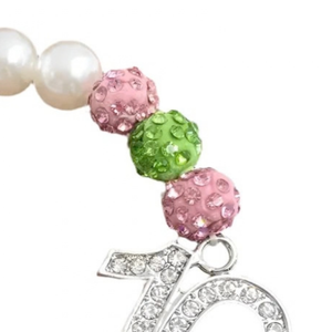 AKA White Pearl Sparkle Line Number Bracelet Pink Green <b>Beads</b> <b>Crystal</b> Number Charm Elegant Women Wrist Jewelry Special - Product Image 4