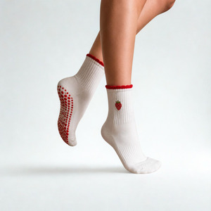 <b>Custom</b> Logo Women <b>Grip</b> Yoga <b>Socks</b> Anti Slip Pilates Crew <b>Socks</b> Soft Knitted Fitness Training <b>Socks</b> - Product Image 3