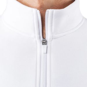 <b>Men's</b> <b>White</b> Quarter Zip Pullover <b>Sweatshirt</b> Lightweight Training Top Long Sleeve Fitness Activewear Athletic Sportswear Wear - Product Image 5