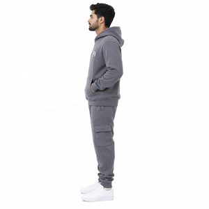 Men's Heavy Fleece <b>Cargo</b> Jogger Hoodies Set with Soft Brushed Interior Relaxed Fit Tracksuit Pullover Hooded Pocket Sweatshirts - Product Image 2